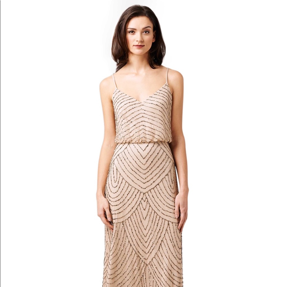 Adrianna Papell art deco blouson beaded gown